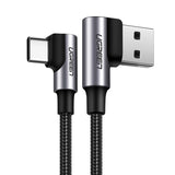Grønne vinklede USB - USB Type C Quick Charge 3.0 QC3.0 3 A 2 m grå (US176 20857)