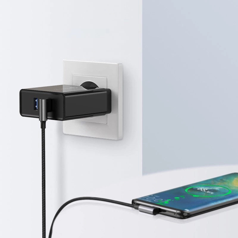 Grønne vinklede USB - USB Type C Quick Charge 3.0 QC3.0 3 A 2 m grå (US176 20857)