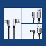 Grønne vinklede USB - USB Type C Quick Charge 3.0 QC3.0 3 A 2 m grå (US176 20857)