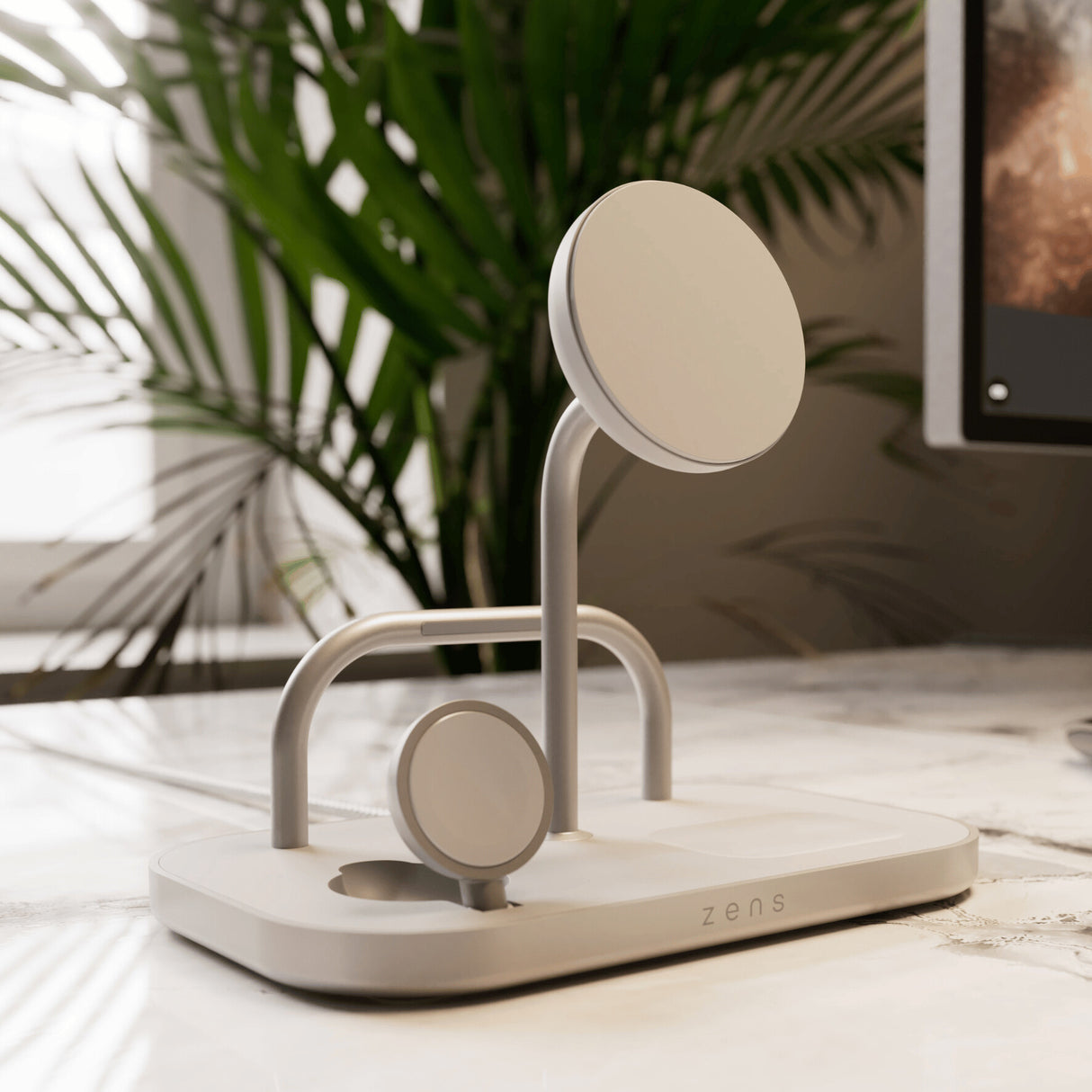 ZENS ZEDC29W/00 oplader til mobil enhed Hovedtelefoner, Smartphone, SmartWatch Sølv, Hvid Vekselstrøm, USB Trådløs opladning Hurtig opladning Indendørs