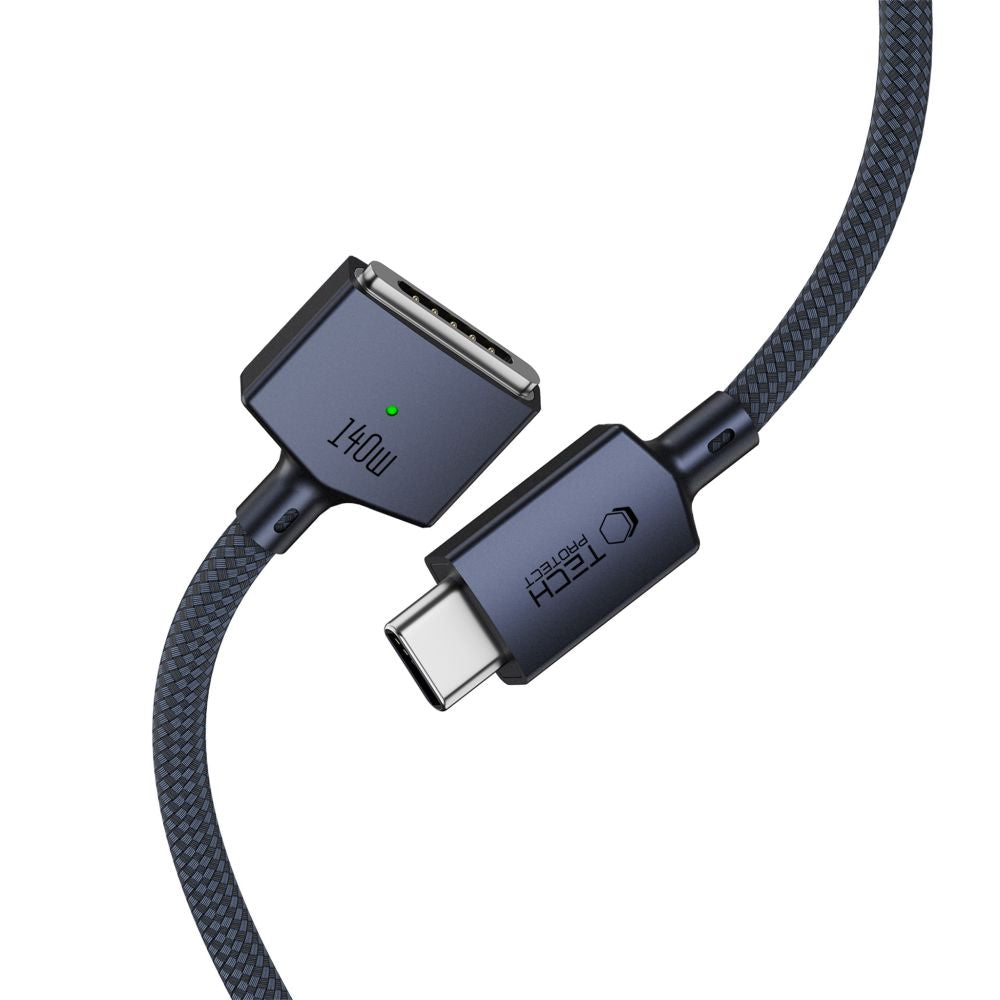 Tech Protect Mmc01 Ultraboost Magnetisk Macbook Kabel Usb C Til Magsafe 3 140 W 300 Cm Midnatsblå