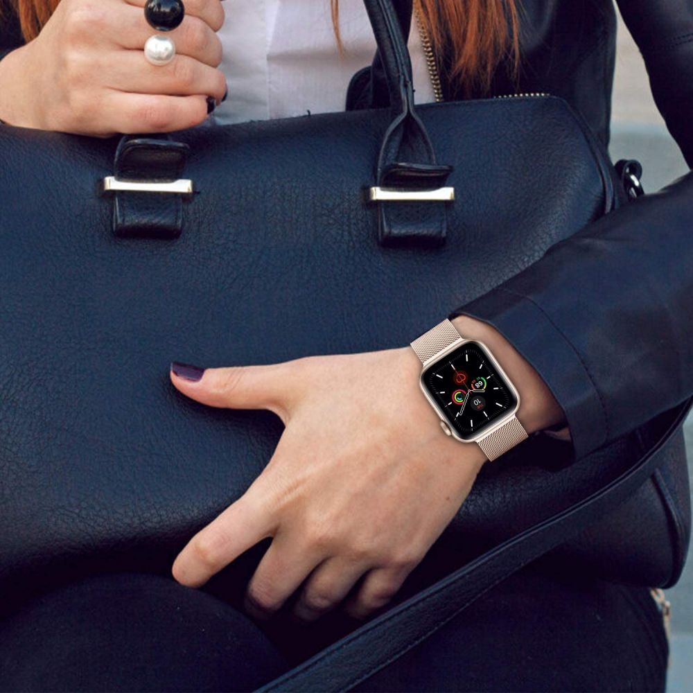 Tech Protect Milaneseband Til Apple Watch 8 / 9 / 10 / 11 / 12 / Se (40 / 41 / 42 Mm) Roséguld