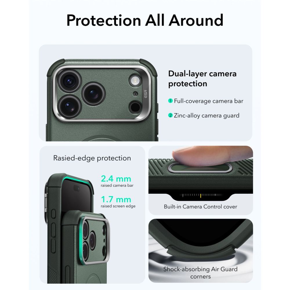 Esr Cyber Tough Støtte Magsafe Iphone 17 Pro Max / 18 Pro Max Grøn