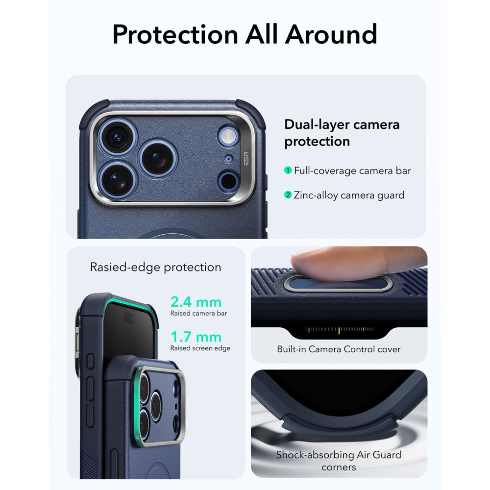 Esr Cyber Tough Støtte Magsafe Iphone 17 Pro / 18 Pro Blå