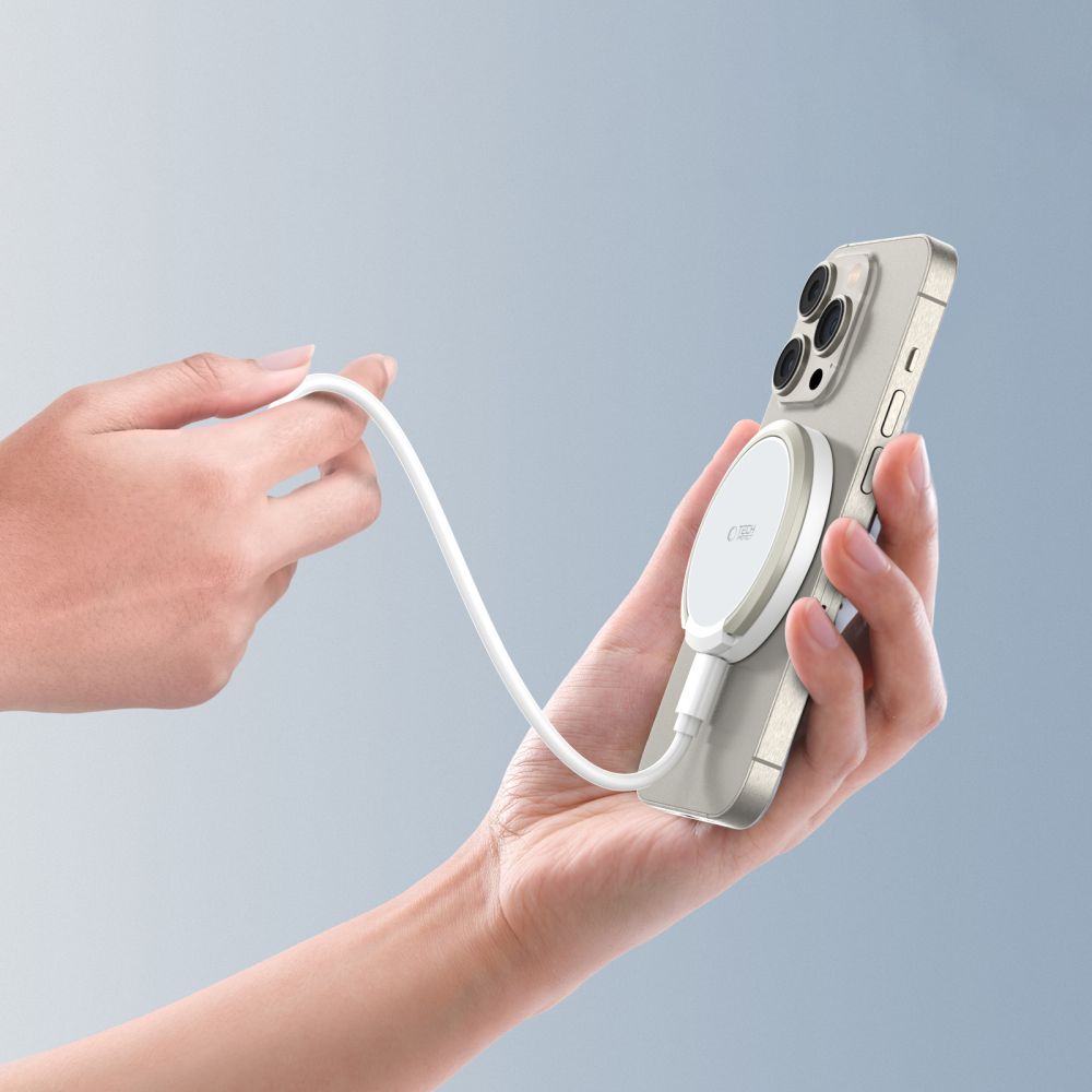 Tech Protect Qi15 W A33 Magnetisk Magsafe Trådløs Opladder Hvid