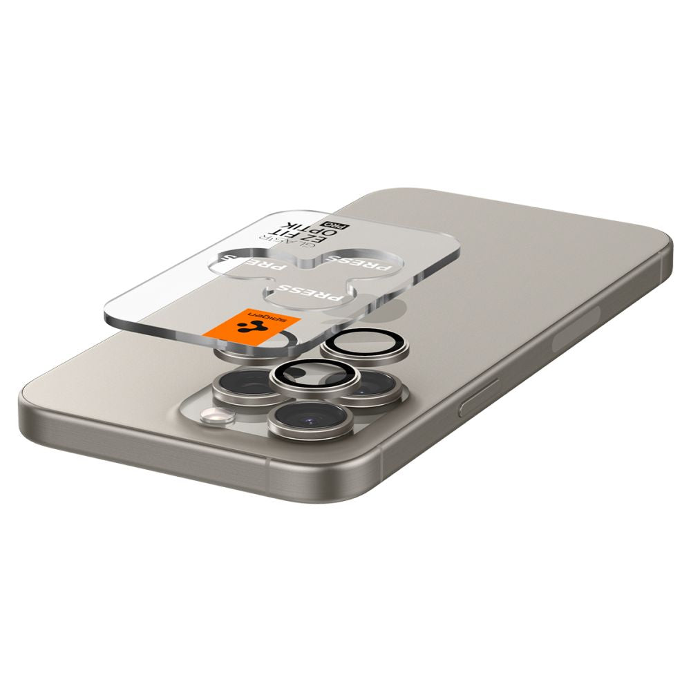 Kamera Beskyttelse Spigen Optik Pro Glas.Tr ”Ez Fit” Camera Protector 2 Pack Iphone 14 Pro / Max / 15 Pro / Max / 16 Pro / Max / 17 Pro / Max Natural Titanium