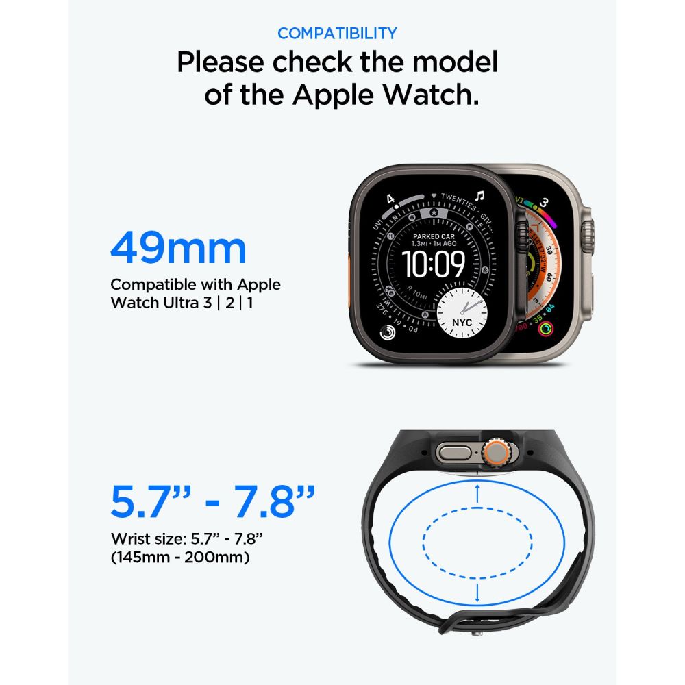 Spigen Liquid Air Pro & Hærdet Glas Til Apple Watch Ultra 1 / 2 / 3 / 4 (49 Mm) Sort