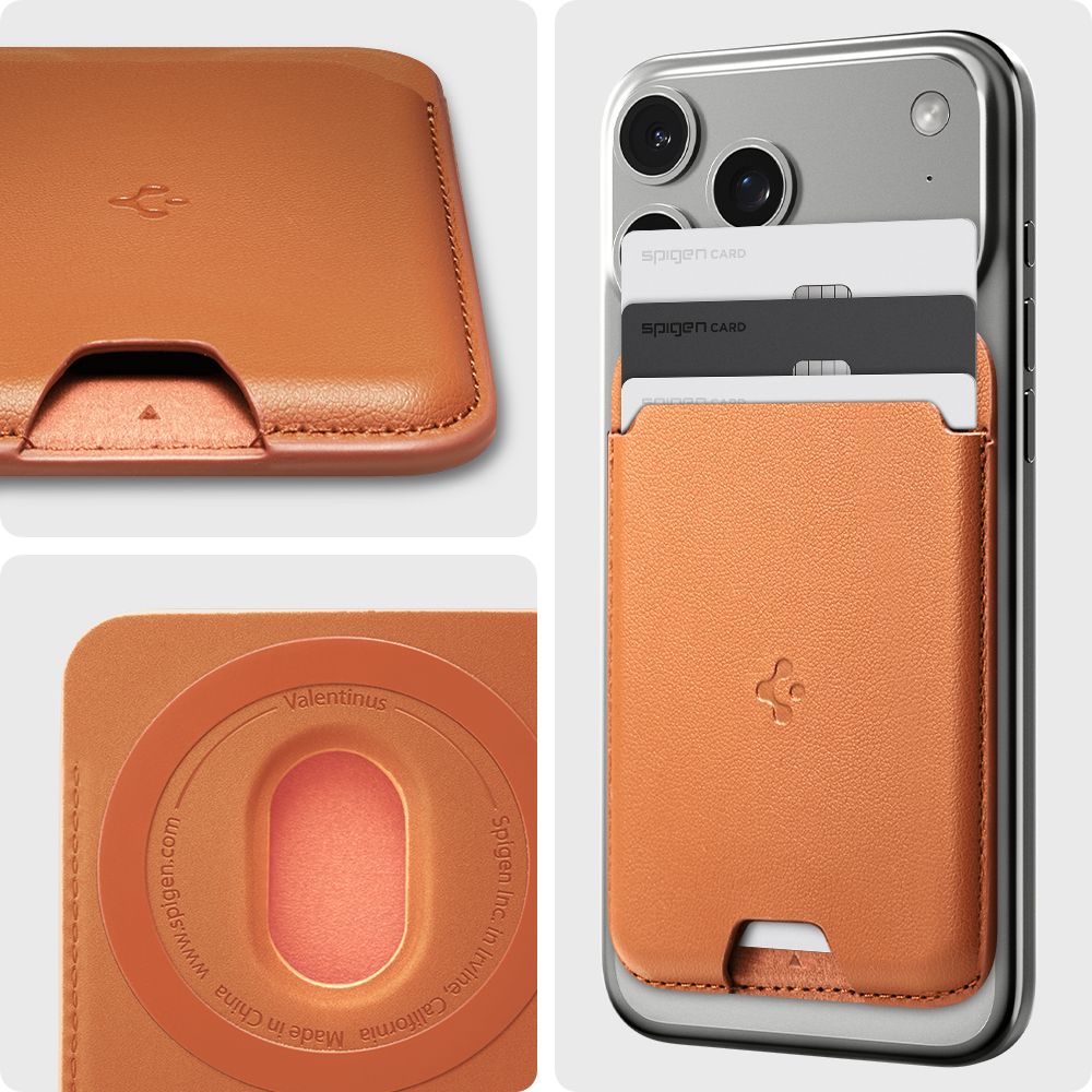 Spigen Valentinus Magsafe Universal Magnetisk Kortholder Metallisk Orange