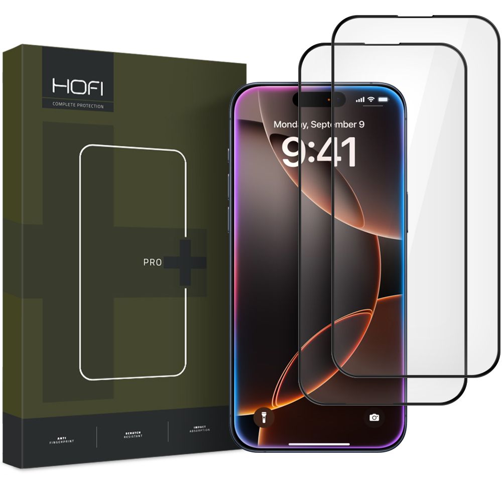 Hærdet Glas Hofi Glass Pro+ 2 Pack Iphone 16 Pro / 17 / 17 Pro Black