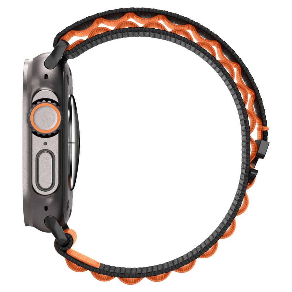 Spigen Wbf1 Remmen Til Apple Watch 8 / 9 / 10 / 11 / 12 / Se / Ultra (44 / 45 / 46 / 49 Mm) Sort/Orange