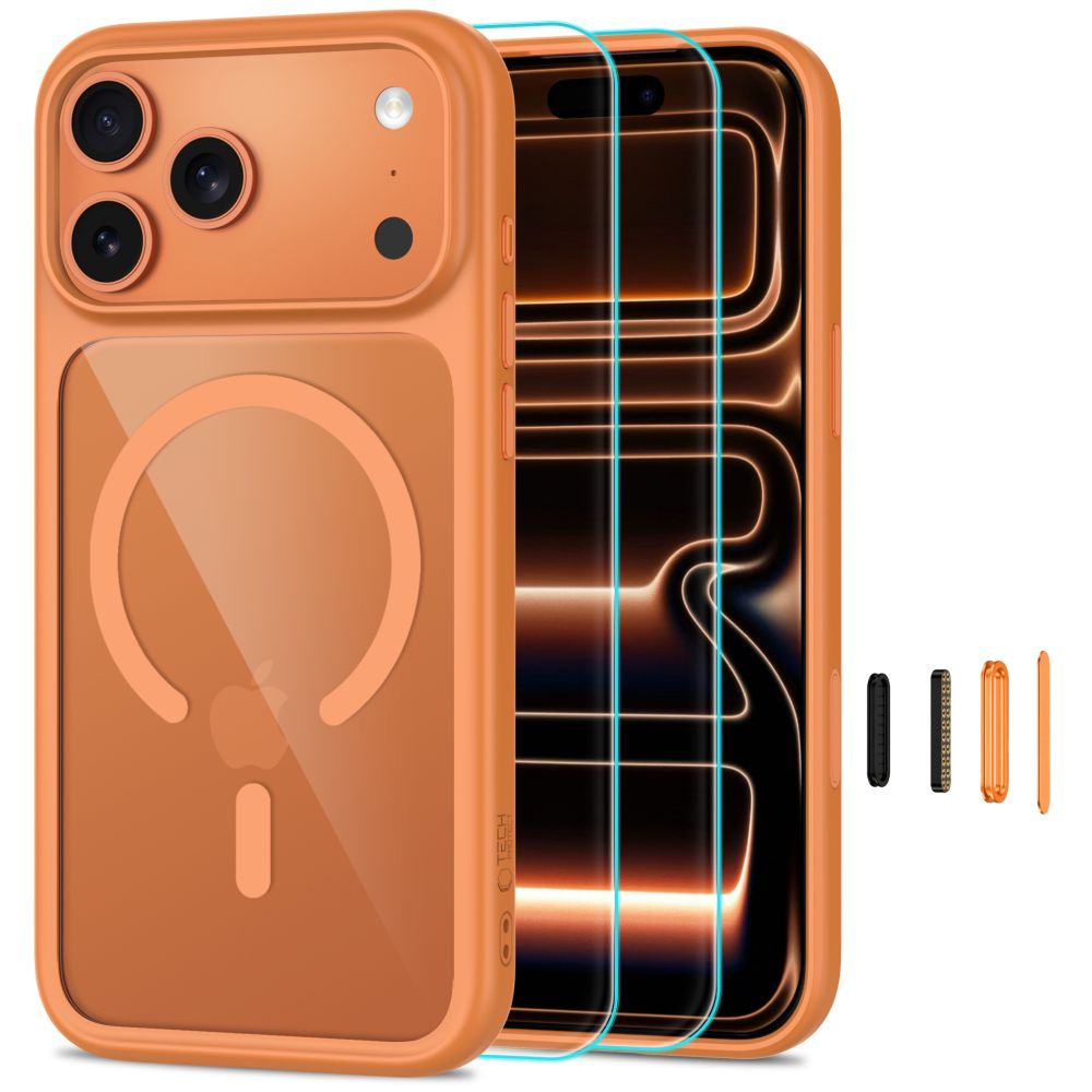 Tech Protect Magone Magsafe Cc + Glas 2 Pak Iphone 17 Pro Max / 18 Pro Max Cosmic Orange/Klar