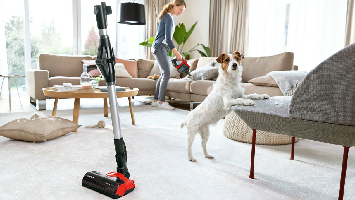 Bosch BCS711PET stav støvsuger & elektrisk kost Stick vakuum Batteri Dry Poseløs 0,3 L Sort, Rød 3 At