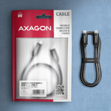 Axagon BUCM2-CM25AB Ladekabel USB-C zu USB-C 2.0, 2,5 m, PD 240 W 5 A, ALU - Schwarz - 2,5 Meter langes USB-C zu USB-C Kabel USB-kabel USB 2.0 USB C 0,48 Gbit/sek. Sort