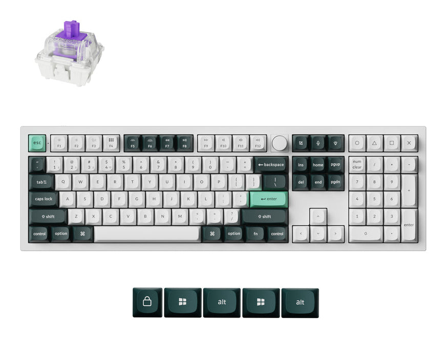Keychron Q6 HE tastatur Spil USB + RF Wireless + Bluetooth QWERTY Mørkegrøn, Hvid