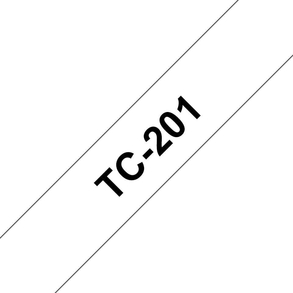 Brother TC-201 etiketbånd Sort på hvid