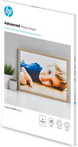 HP Advanced-fotopapir, blankt, 250 g/m2, A3 (297 x 420 mm), 20 ark