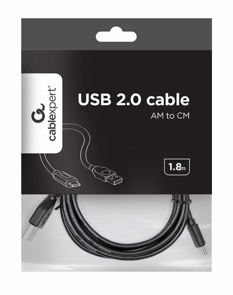Gembird Kabel / Adapter USB-kabel USB 2.0 1,8 m USB A USB C 0,48 Gbit/sek. Sort