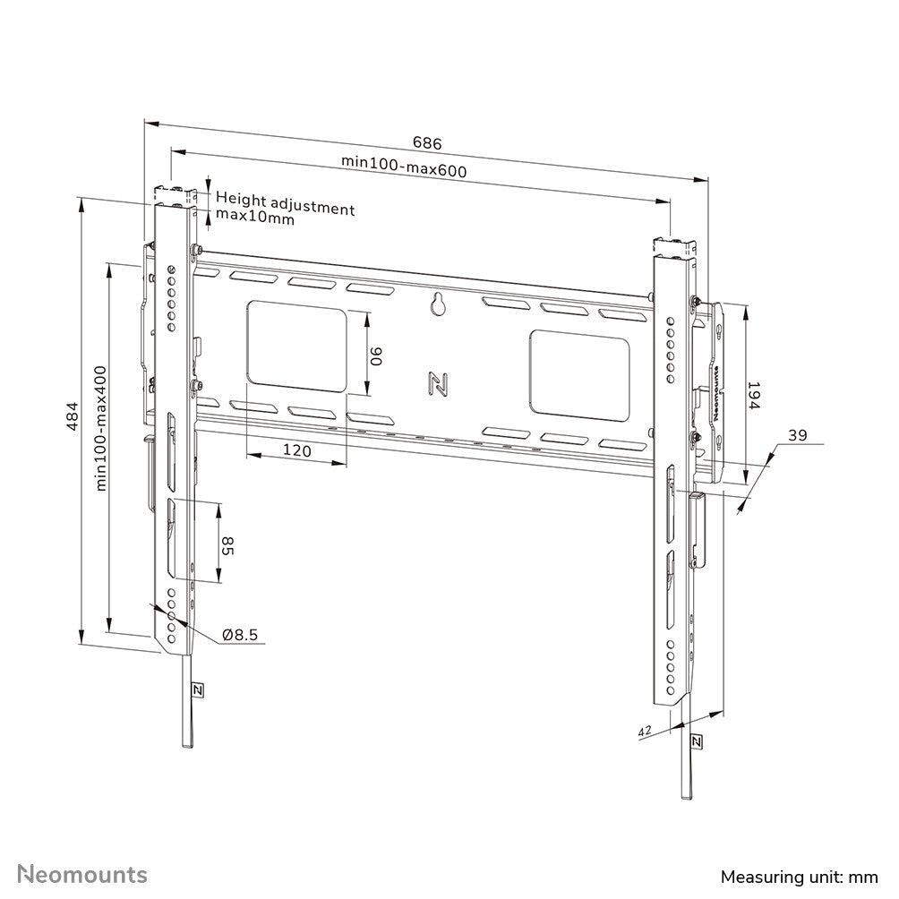 Neomounts WL30-750BL16 tv-beslag 2,18 m (86") Sort