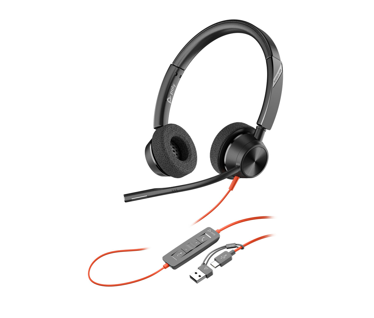 HP Poly Blackwire 3320 Stereo Microsoft Teams Certified USB-C Headset +USB-C/A Adapter