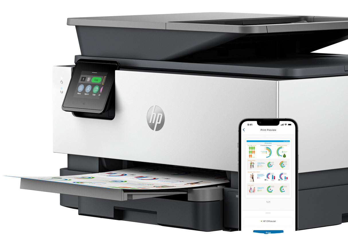 HP OfficeJet Pro 9120b Trådløst All-in-One Farve Printer, Tosidet print; Kopimaskine, scanner