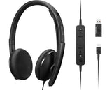 Lenovo 4XD1M39028 hovedtelefoner/headset Ledningsført USB Type-C Sort