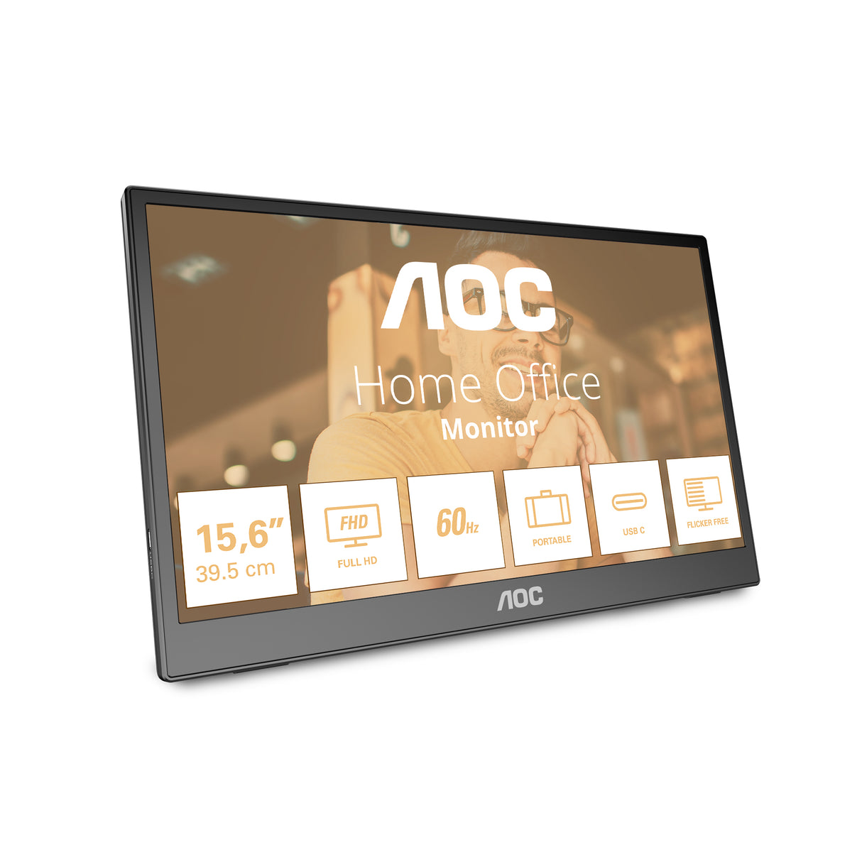 AOC T2 16T3EA computerskærm 39,6 cm (15.6") 1920 x 1080 pixel Fuld HD Sort