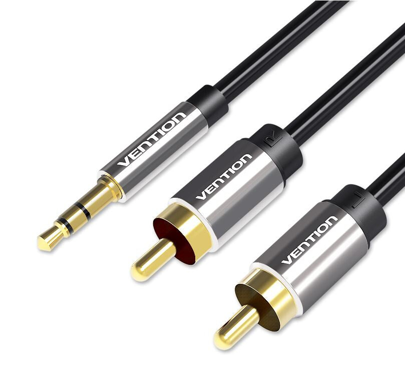 Vention BCFBG lydkabel 1,5 m 3.5mm 2 x RCA Aluminium, Sort