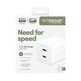 PanzerGlass empower by ® Turbo 45W Oplader inkl. 2 x USB-C | EU Stik | Silver White