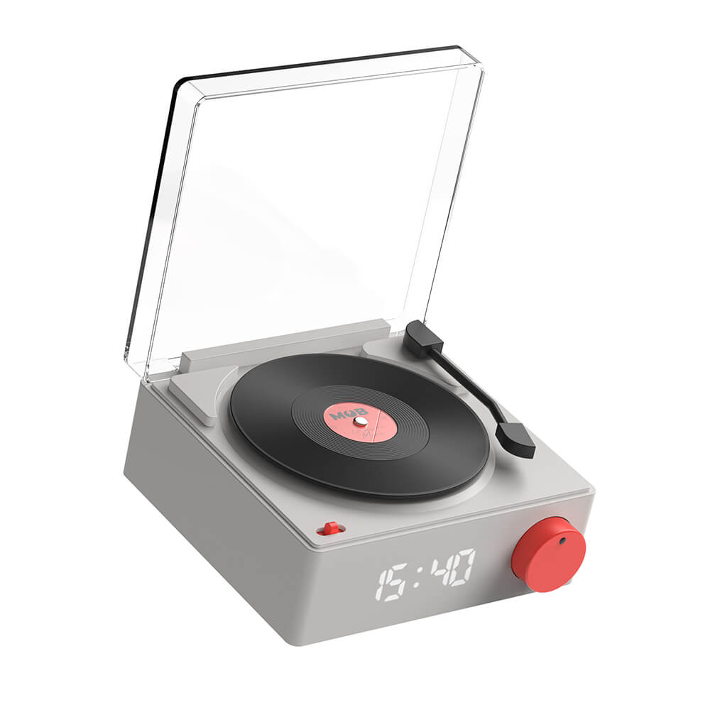 Mob Speaker Alarm Clock Vinyl Retro Grey