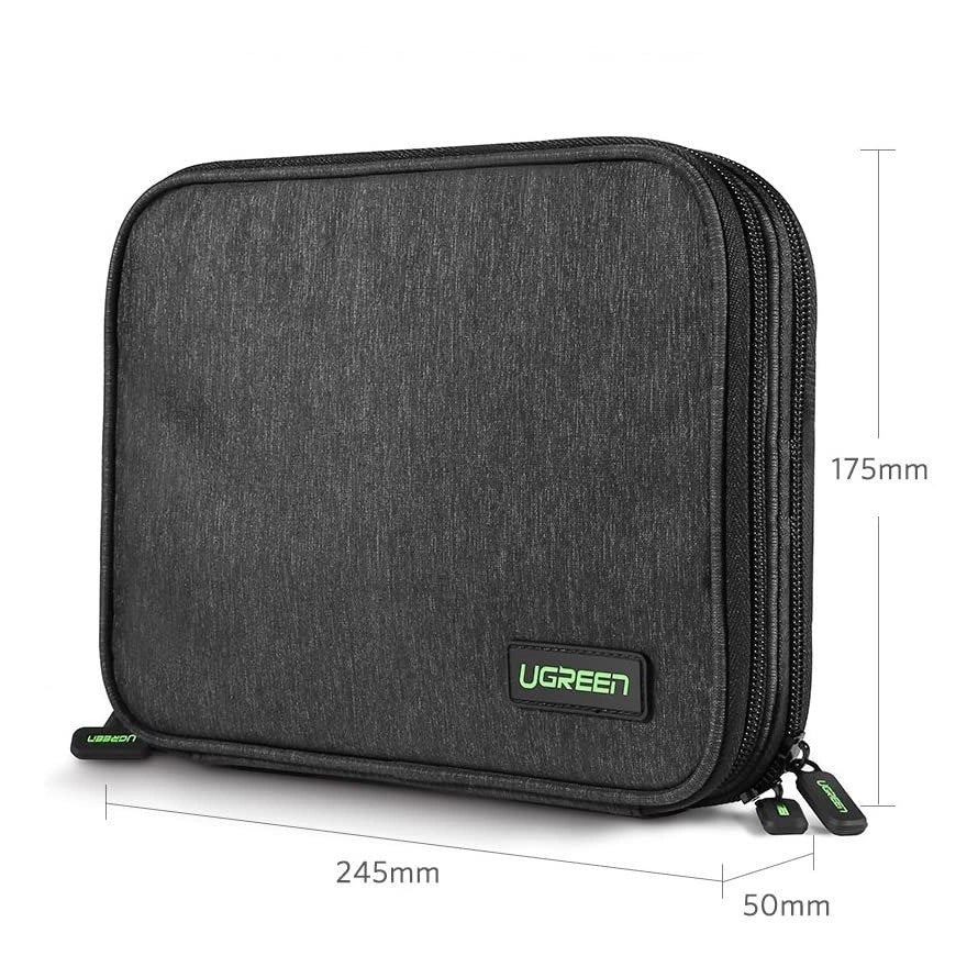 Grøn kasse til harddisk HDD SSD telefonkabler tilbehør 24,5 x 17,5 x 5 cm grå (50147 LP149)
