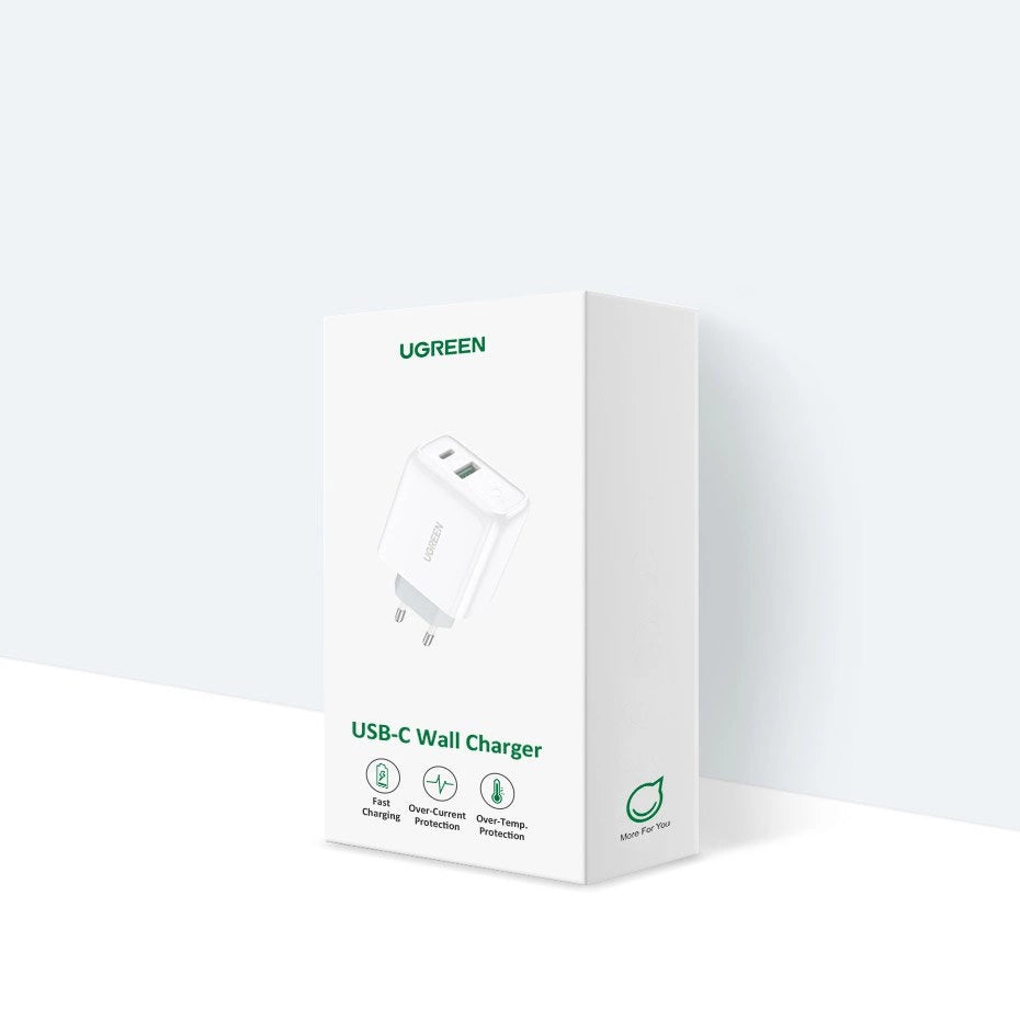 Ugreen Fast USB Type C / USB Wall Charger 36 W Quick Charge 4.0 Power Delivery hvid (60468 CD170)