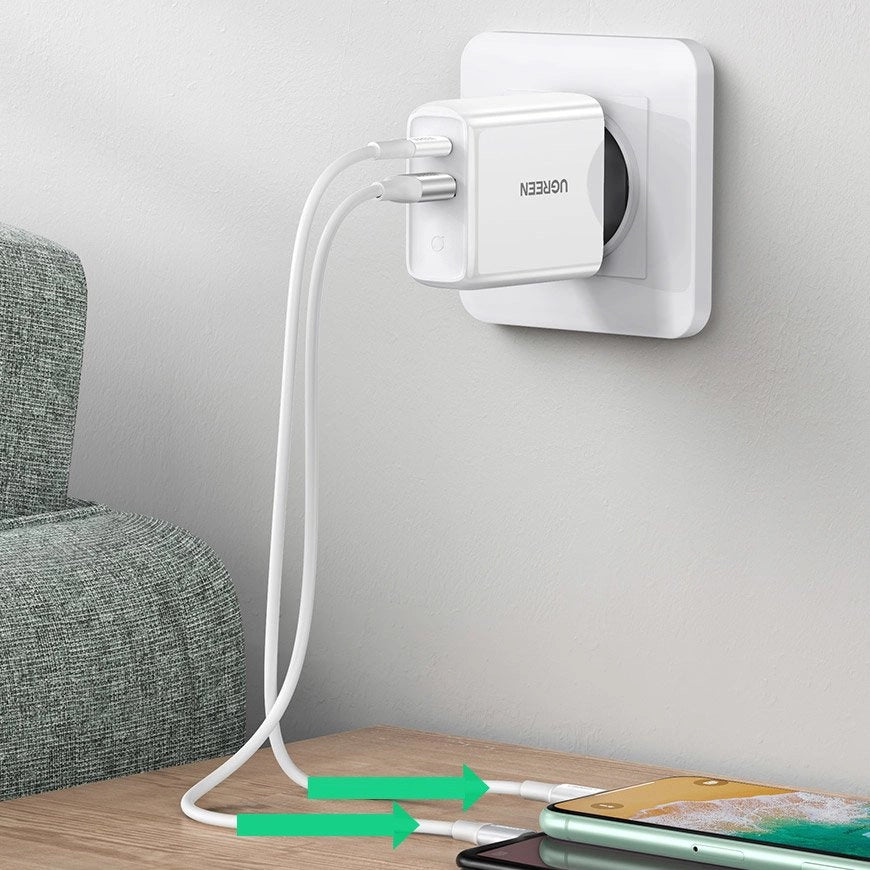 Ugreen Fast USB Type C / USB Wall Charger 36 W Quick Charge 4.0 Power Delivery hvid (60468 CD170)
