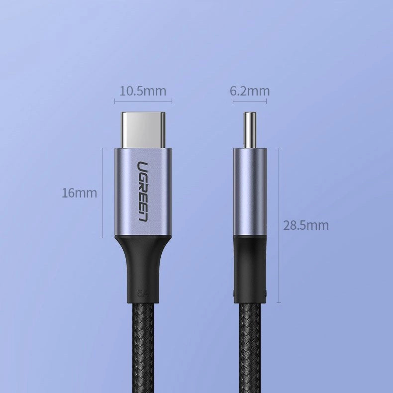 Ugreen US316 70427 USB-C - USB-C PD QC FCP kabel 100W 5A 480Mb/s 1m - grå