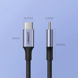Ugreen US316 70427 USB-C - USB-C PD QC FCP kabel 100W 5A 480Mb/s 1m - grå