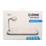Zens Triple Alu. Lader Qi Trådløs 220 V 2x10 W Med Apple Watch Lader (Apple Qc 7,5 W) Hvid