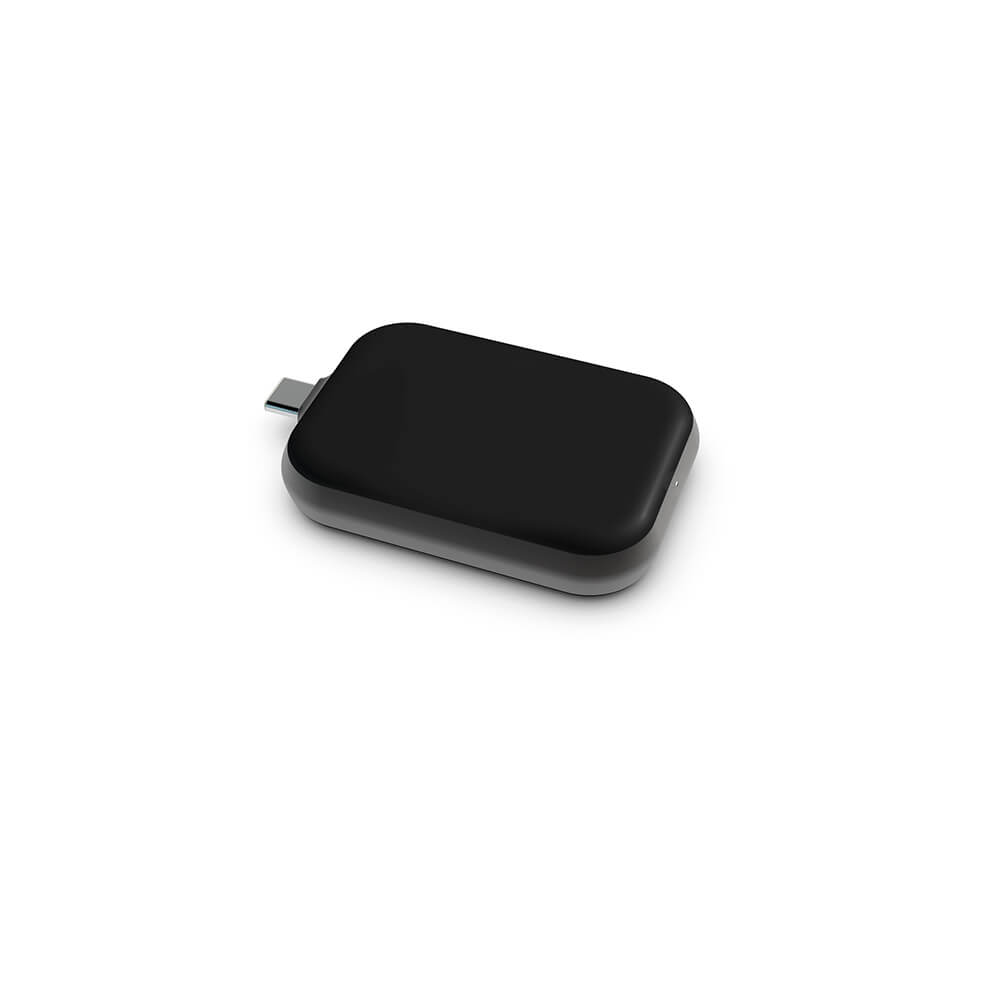 Zens Single Airpods Watch Lader Qi Usb C Aluminium Sort