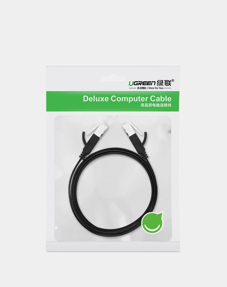 Ugreen Flat Cable Internet Cable Ethernet Patchcord RJ45 Cat 6 UTP 1000Mbps 0.5m sort (50183)