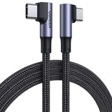 Ugreen US335 70698 vinklet USB-C - USB-C PD QC FCP kabel 100W 5A 480Mb/s 2m - sort