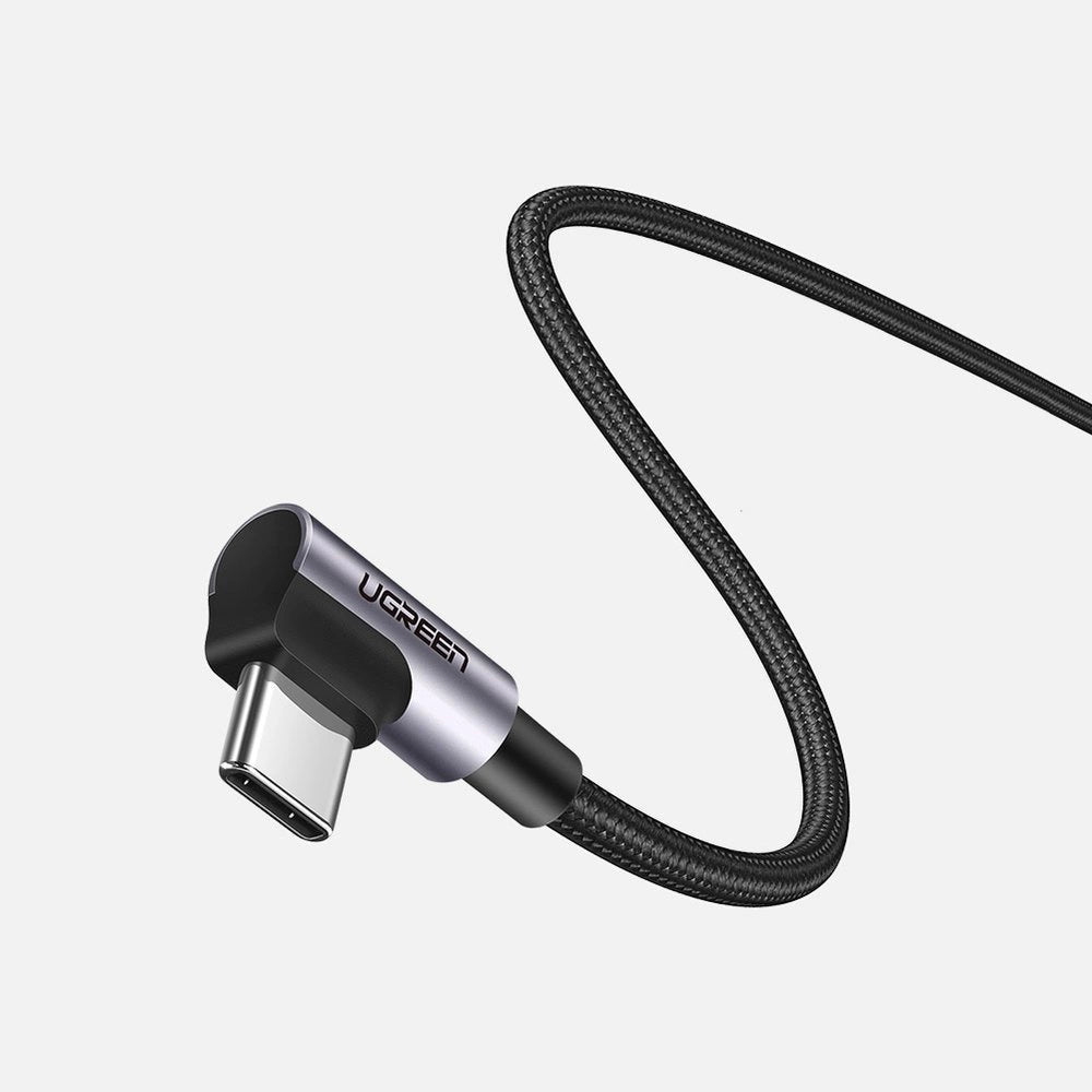 Ugreen US323 vinklet USB-C - USB-C PD QC SCP 3A 480Mb/s kabel 1m - grå