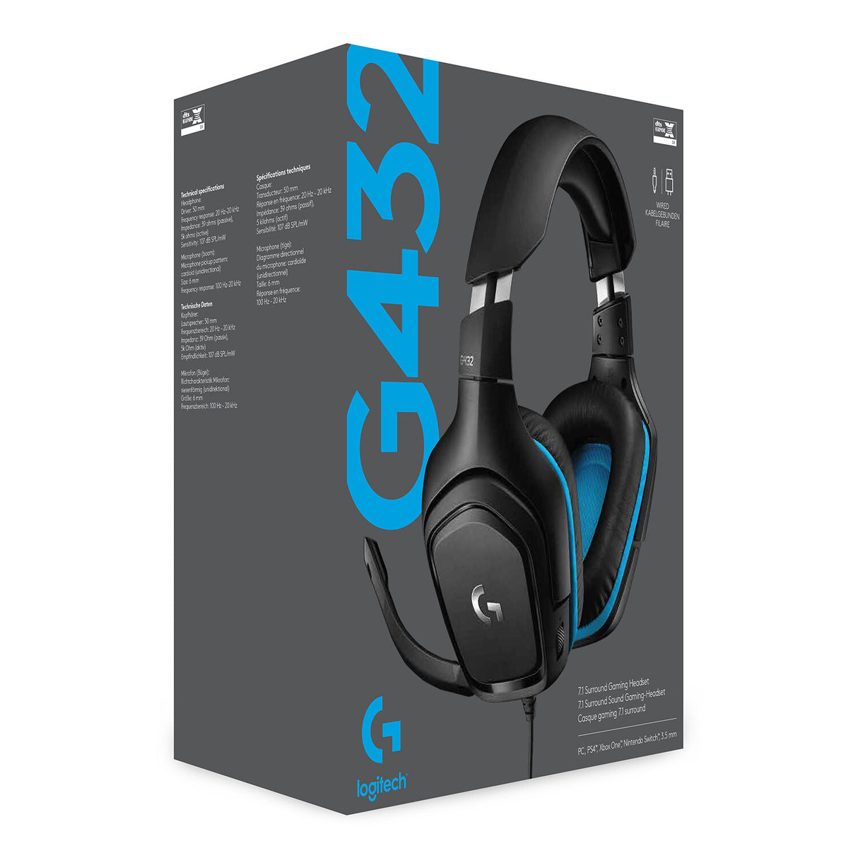 Logitech G 981-000770 hovedtelefoner/headset Ledningsført Spil Sort, Blå