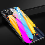 Farvet glaskasse holdbart cover med hærdet glas bagsiden og kamera cover iPhone 11 Pro Max mønster 1