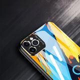 Farvet glaskasse holdbart cover med hærdet glas bagsiden og kamera cover iPhone 11 Pro Max mønster 1