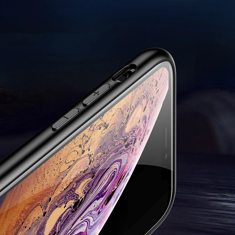 Farvet glaskasse holdbart cover med hærdet glas bagsiden og kamera cover iPhone 11 Pro Max mønster 1