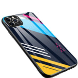 Farvet glaskasse holdbart cover med hærdet glas bagsiden og kamera cover iPhone 11 Pro Max mønster 2