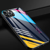 Farvet glaskasse holdbart cover med hærdet glas bagsiden og kamera cover iPhone 11 Pro Max mønster 2