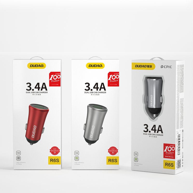 Dudao 3.4A smart bil oplader 2x USB sølv (R6S sølv)