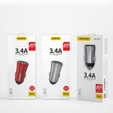 Dudao 3.4A smart bil oplader 2x USB sølv (R6S sølv)