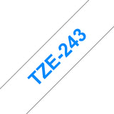 Brother TZE-243 etiketbånd Blå på hvid