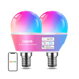 LEPRO BP1-2 E14 LED-pære med Bluetooth og Wi-Fi, 470 lm, 2-pakke