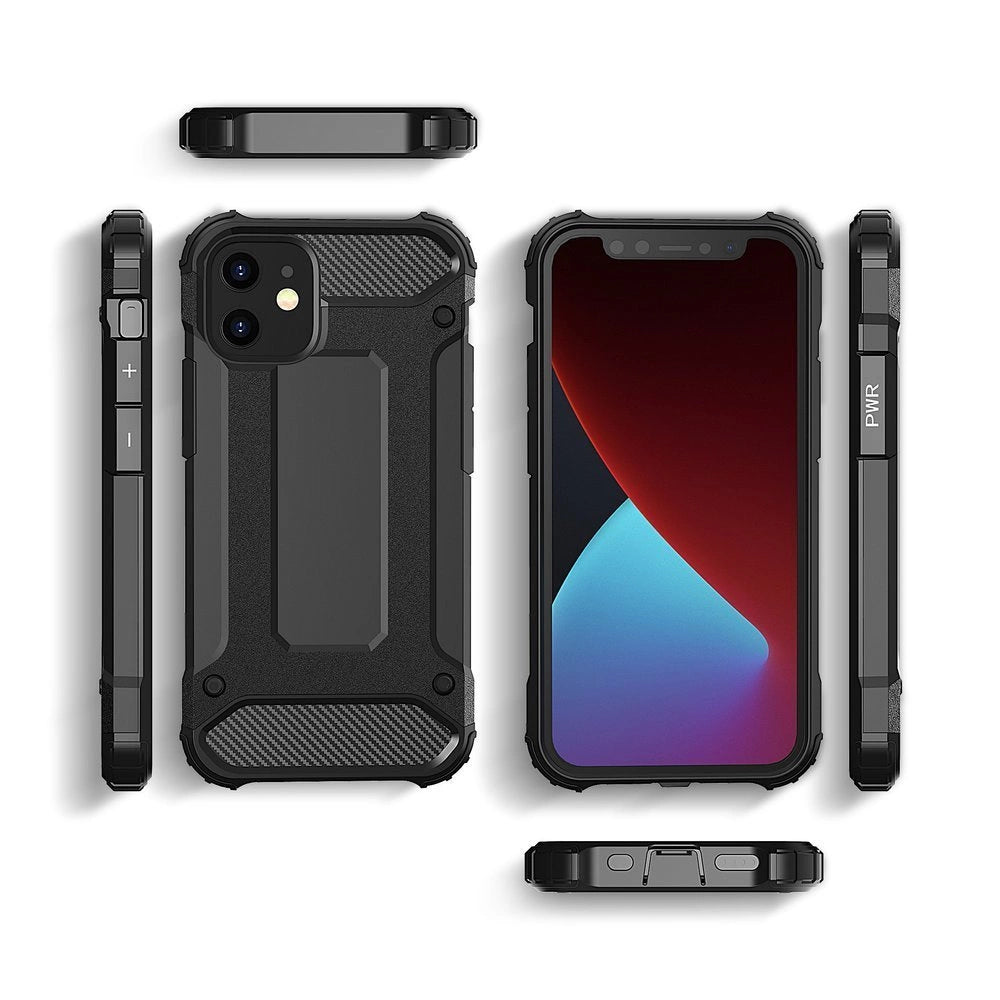 Hybrid Armor Case Tough Rugged Cover til iPhone 12 Pro Max sort